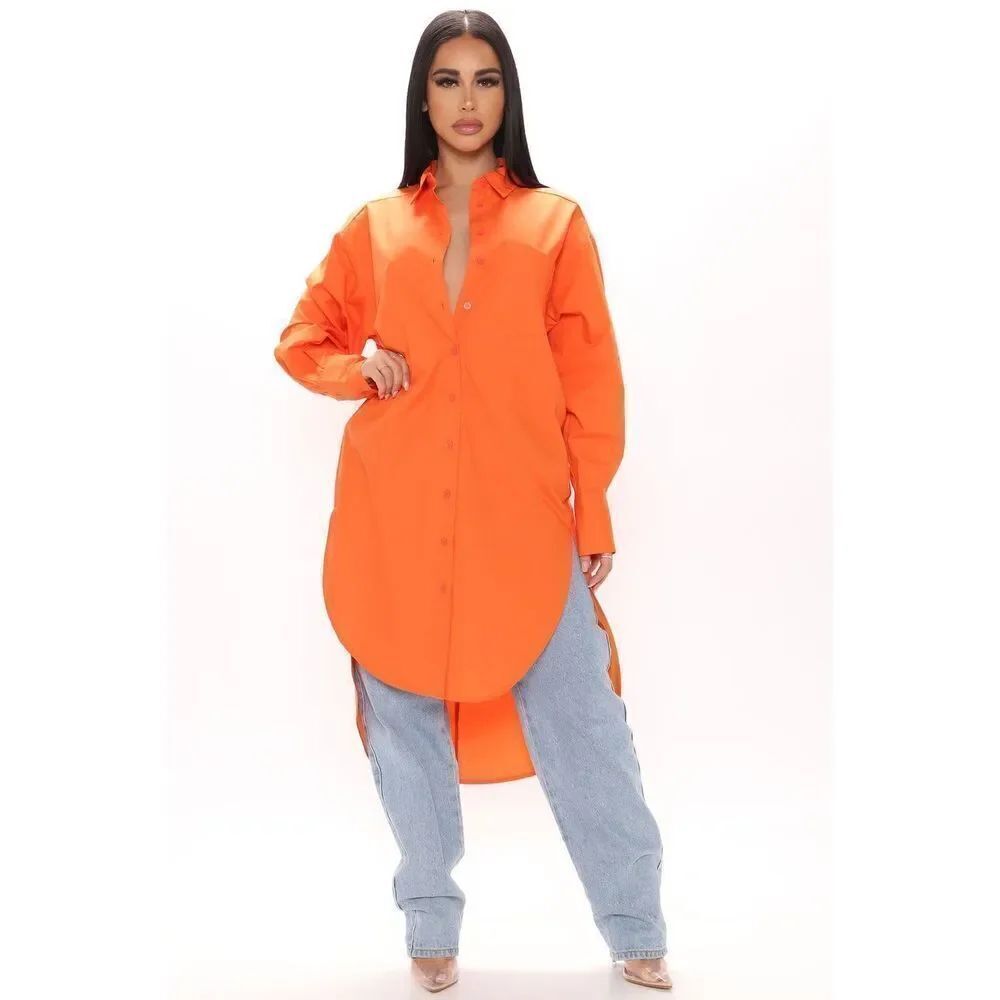 ✨Fashion Nova True Friends Oversized Sz Medium Shirt - Orange✨